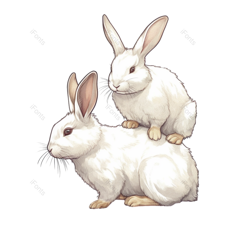 春节图片,兔子元素,可爱兔子PNG,手绘兔子免抠素材